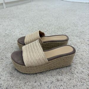 DSW Beige and Brown Wedge Sandals